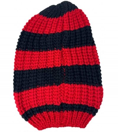 Skullies & Beanies Trendy Warm Soft Stretch 2-Tone Long Knit Beanie - Red - CY18MDY2D6Z $11.90
