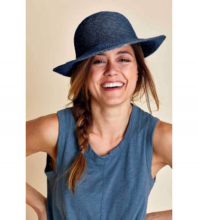 Sun Hats Crushable Half Turn Brim One Size Fits Most Hand Dyed Cotton Blend Sun Hat - Denim Blue - CK18RL2SNG8 $40.50