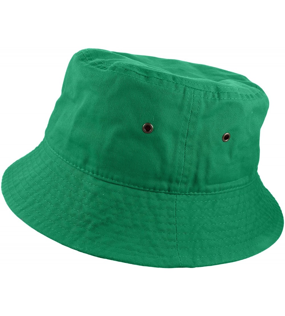 Bucket Hats 100% Cotton Packable Fishing Hunting Summer Travel Bucket Cap Hat - Kelly Green - C418DOWDCXL $18.02