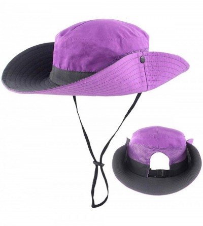Bucket Hats Adjustable Outdoor Protection Foldable Ponytail - Purple - C118S4TU524 $26.41