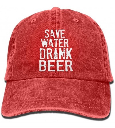 Baseball Caps Adult Fashion Sports Denim Baseball Save Water Drink Beer Classic Dad Hat Adjustable Plain Cap - Red - C818LZMH...