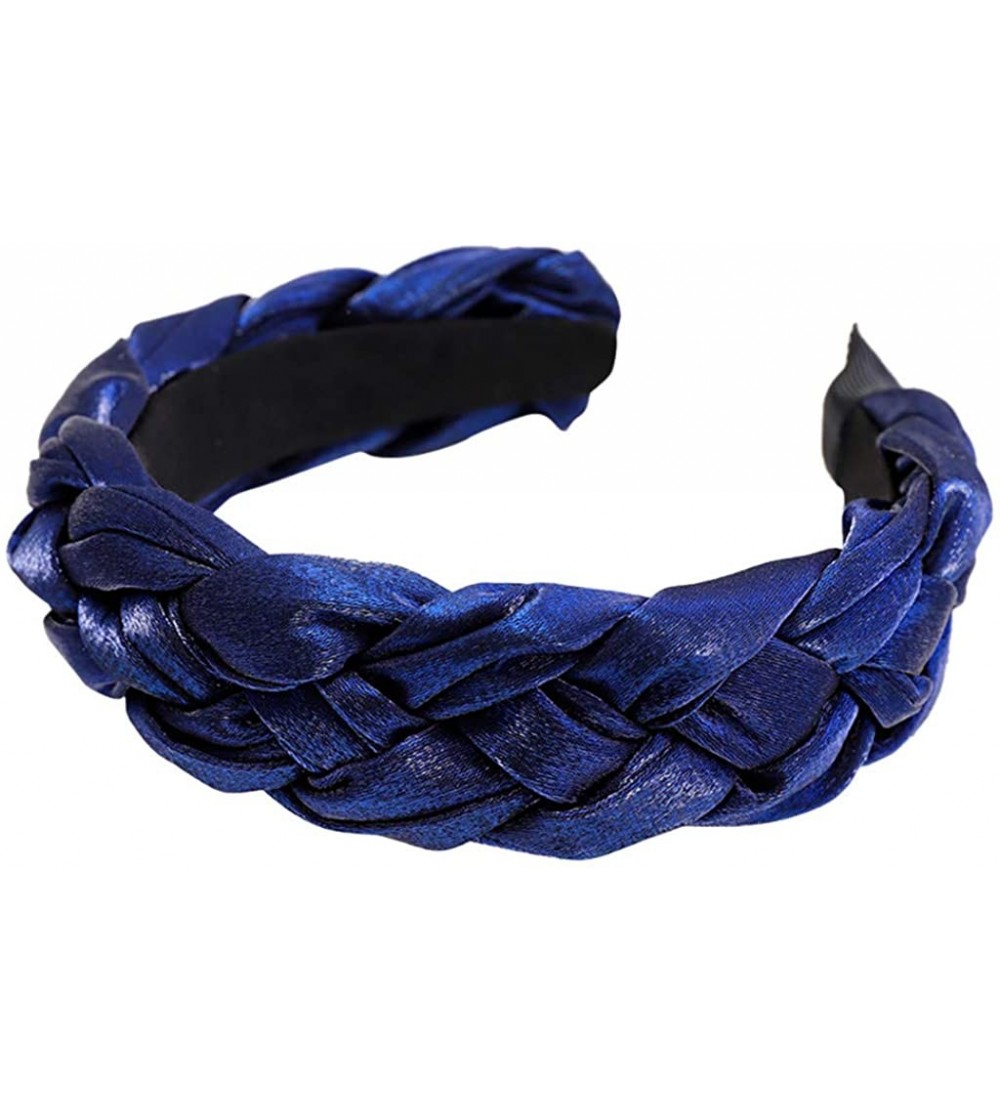 Headbands Womens Headband Pure Color Hairband Bow Tie Velvet Wide-Brimm Headwrap Hair Band - Blue - CG18XGTOL9T $12.50