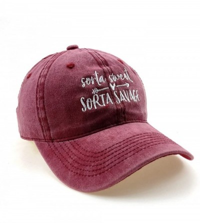 Baseball Caps Embroidered Baseball Cap Denim Hat for Men Women Adjustable Unisex Style Headwear - B-red - C418AC9AIZN $14.86
