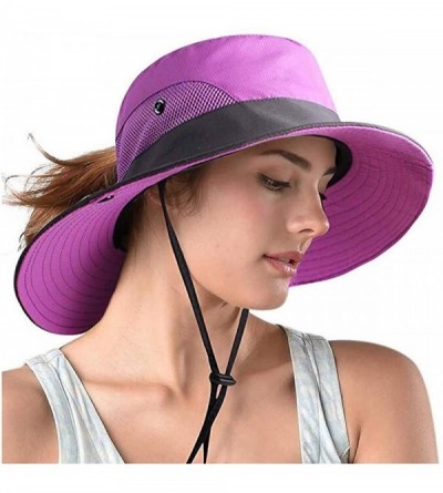Bucket Hats Adjustable Outdoor Protection Foldable Ponytail - Purple - C118S4TU524 $23.65