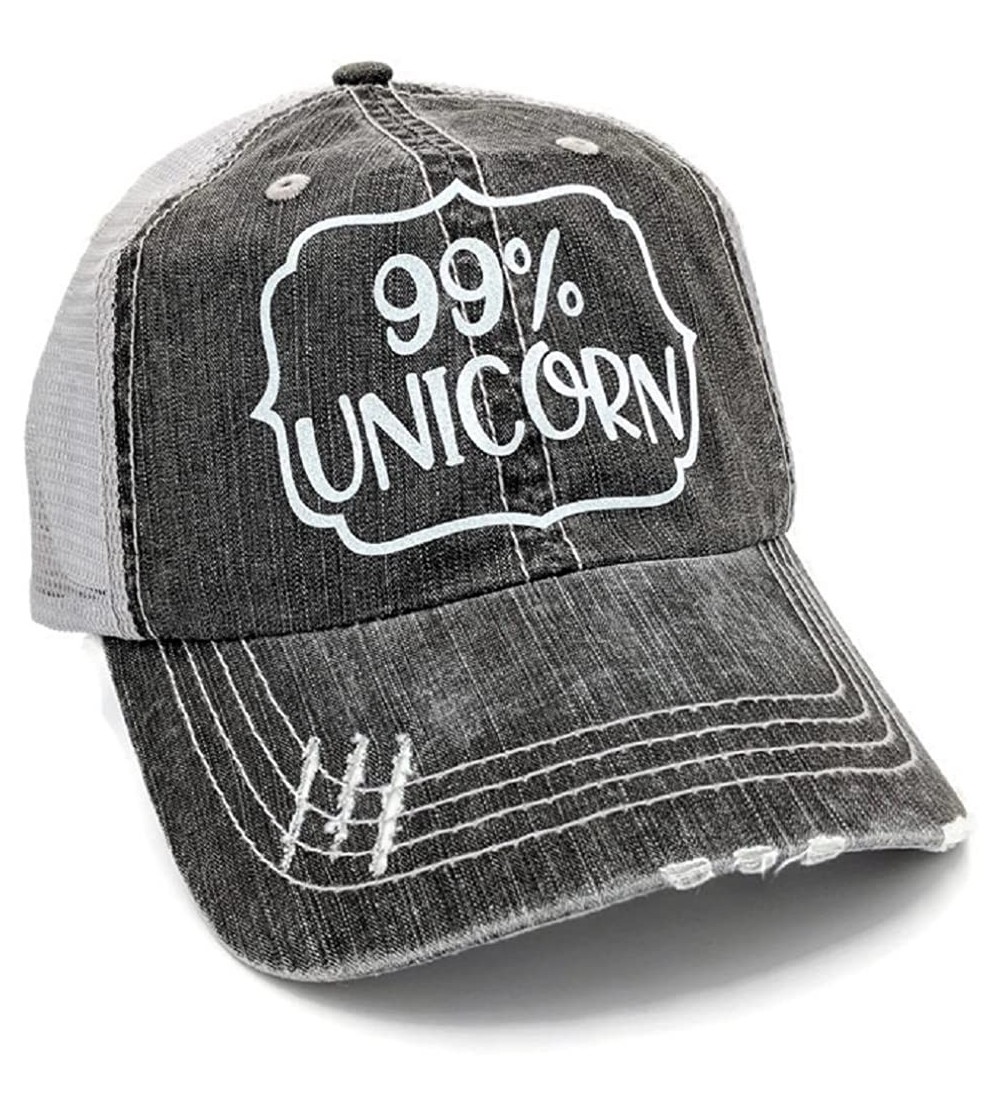 Baseball Caps Women's 99% Unicorn Bling Baseball Cap - Grey/Whiteglitter - CR180U9ZNCR $19.29