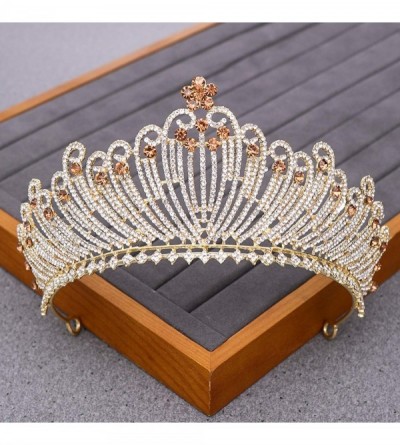 Headbands Luxurious Bridal Crowns And Tiaras Gold Tiara Crystal Rhinestone Wedding Crown-Light Gold18 - Light Gold18 - CS1920...