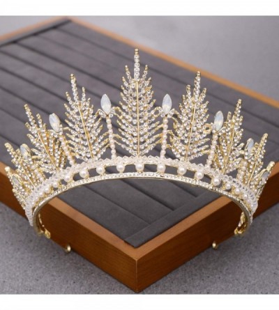 Headbands Luxurious Bridal Crowns And Tiaras Gold Tiara Crystal Rhinestone Wedding Crown-Light Gold18 - Light Gold18 - CS1920...