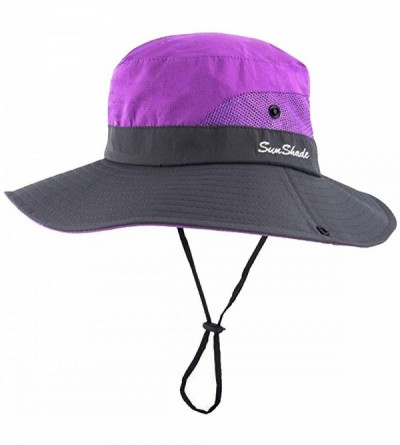 Bucket Hats Adjustable Outdoor Protection Foldable Ponytail - Purple - C118S4TU524 $23.65