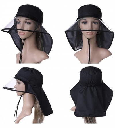 Rain Hats Women Waterproof Rain Hat Protection Chin Strap Trasparent Visible Visor - 99046_black - CQ18RWYKK50 $24.68