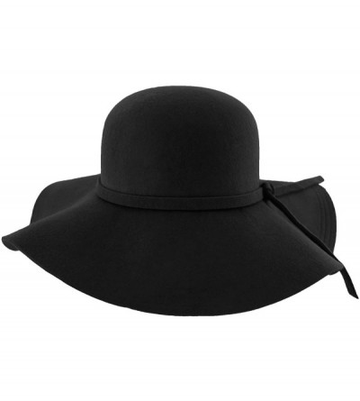 Sun Hats Wide Brimmed Wool Floppy Hat - Black - CZ111OSSOGL $18.17