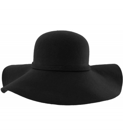Sun Hats Wide Brimmed Wool Floppy Hat - Black - CZ111OSSOGL $18.17