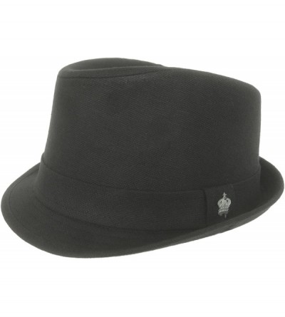 Fedoras Portier Linen Cotton Blend Fedora Stingy Brim Hat - Black - C3119HOLXIP $25.09