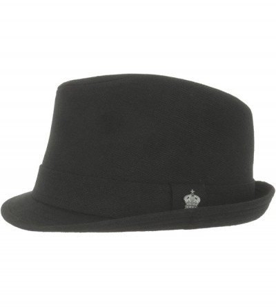 Fedoras Portier Linen Cotton Blend Fedora Stingy Brim Hat - Black - C3119HOLXIP $25.09