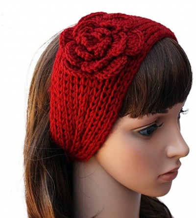 Skullies & Beanies Women's Fashion Crochet Flowers Headband Knitted Hat Cap Headwrap Bands - Dark Grey - CL187IM07RC $13.17