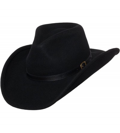 Cowboy Hats Shapeable Outback Cowboy Western Wool Hat- Dallas- Silver Canyon - Black - CE18E4GZCCN $67.18
