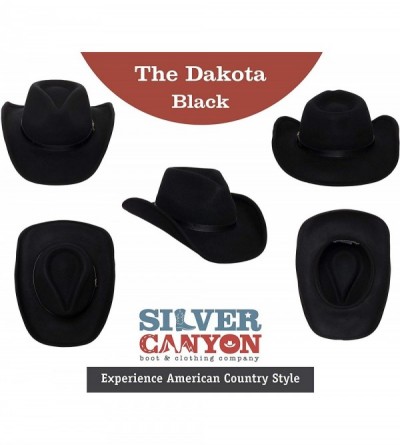 Cowboy Hats Shapeable Outback Cowboy Western Wool Hat- Dallas- Silver Canyon - Black - CE18E4GZCCN $67.18
