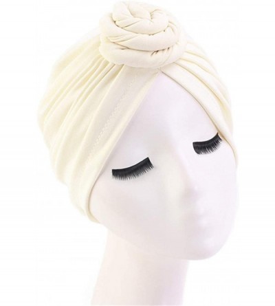 Skullies & Beanies Womens Big Flower Turban Beanie Elegant Cap Head Wrap Stretch Long Hair Scarf Headscarf - 441-beige - C619...