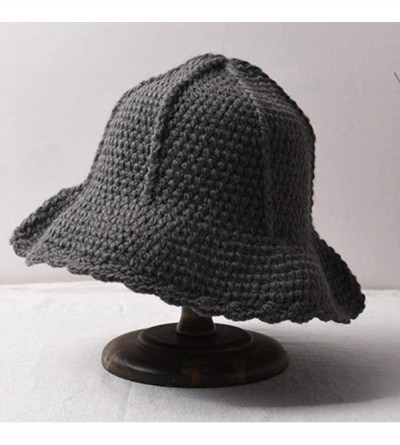 Bucket Hats Christmas Hats for Women- Women Handmade Chunky Crochet Bucket Cap Braided Wavy Brim Knitted Fisherman Hat - Blue...
