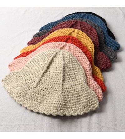 Bucket Hats Christmas Hats for Women- Women Handmade Chunky Crochet Bucket Cap Braided Wavy Brim Knitted Fisherman Hat - Blue...