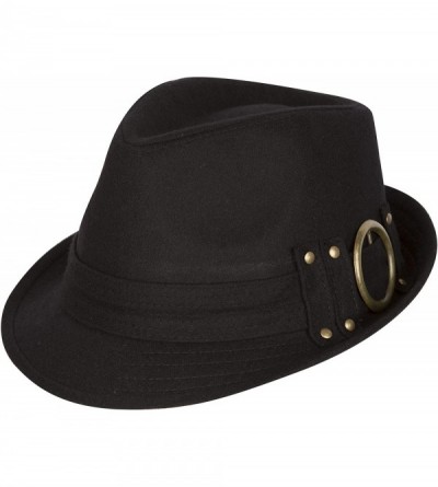 Fedoras Sammy Structured Wool Fedora Hat - Black - CA1177TL5R1 $15.84