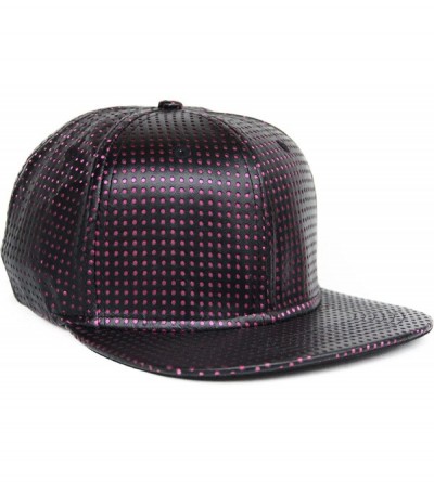 Baseball Caps unisex flat bill visor hat hip hop cap hollow out pu leather dot hole - C711Y2XPCFB $17.17