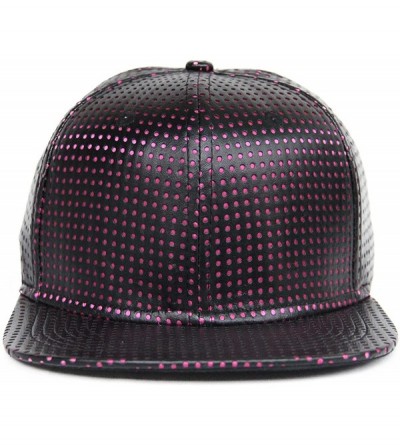 Baseball Caps unisex flat bill visor hat hip hop cap hollow out pu leather dot hole - C711Y2XPCFB $17.17