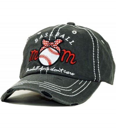Baseball Caps Vintage Ball Caps for Women Mama Bear Dog Mom Washed Cap - Baseball Mom- Black - CB18ZYGTX6U $11.08