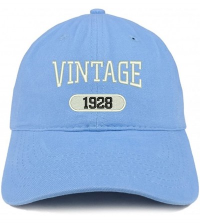 Baseball Caps Vintage 1928 Embroidered 92nd Birthday Relaxed Fitting Cotton Cap - Carolina Blue - CH180ZIWZOO $34.27