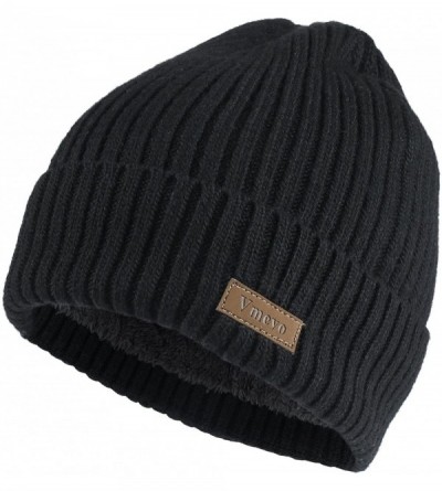 Skullies & Beanies Wool Cuffed Beanie Hat Warm Winter Knit Hats Unisex Skull Cap with Lining - C - (Black) - C51872LWNTM $9.36