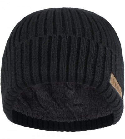 Skullies & Beanies Wool Cuffed Beanie Hat Warm Winter Knit Hats Unisex Skull Cap with Lining - C - (Black) - C51872LWNTM $9.36