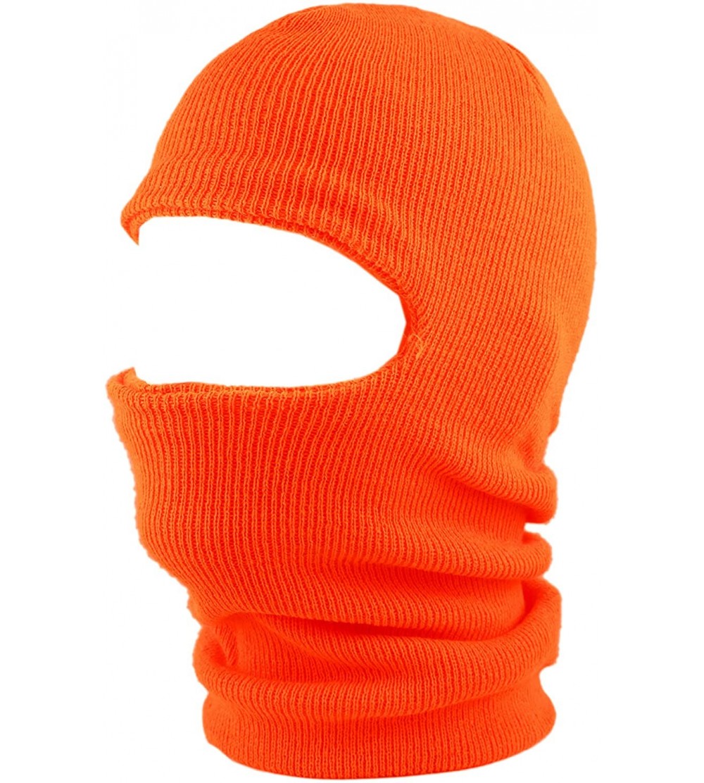Skullies & Beanies Made in USA Unisex Thick and Long Face Ski Mask Winter Beanie - Neon Orange - CS18XW79AQX $8.92