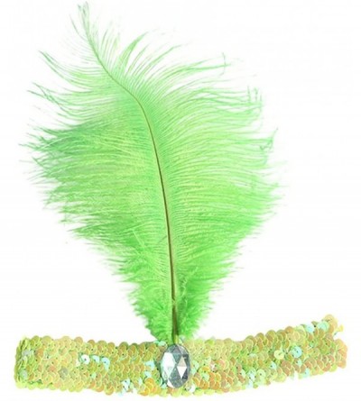 Headbands 20's Sequined Showgirl Flapper Headband with Feather Plume - Green - CT12MASV56N $16.47