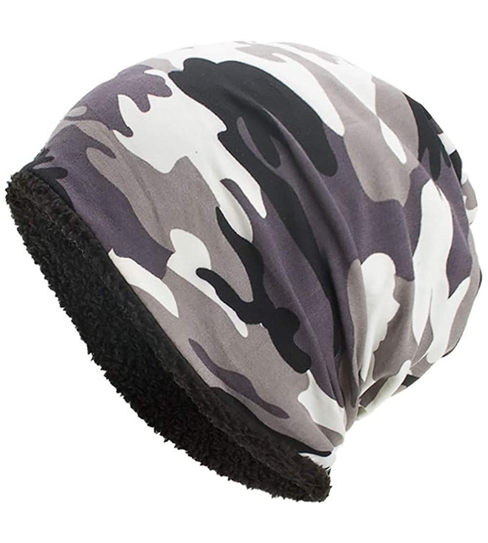 Berets Unisex Knit Baggy Beanie Beret Skull Caps Hat Winter Warm Oversized Ski Cap Hat - White - CM18M5XZ2KE $15.79