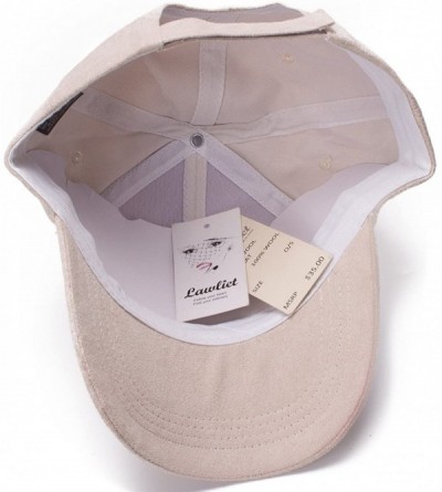 Baseball Caps Womens Adjustable Suede Baseball Cap Hip-Hop Hat Faux Fur Pom Pom A383 - Beige - C4187DG8LTO $11.00