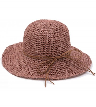 Sun Hats Women's Wide Brim Caps Foldable Fashion Summer Beach Sun Straw Hats - Taro Purple - CV12IDG2I0J $15.68