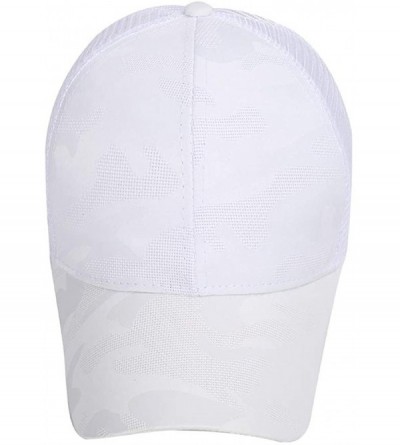 Baseball Caps Ponycap Messy High Bun Ponytail Adjustable Mesh Trucker Baseball Cap Hat for Women - White - CS18T94KQ2H $16.71