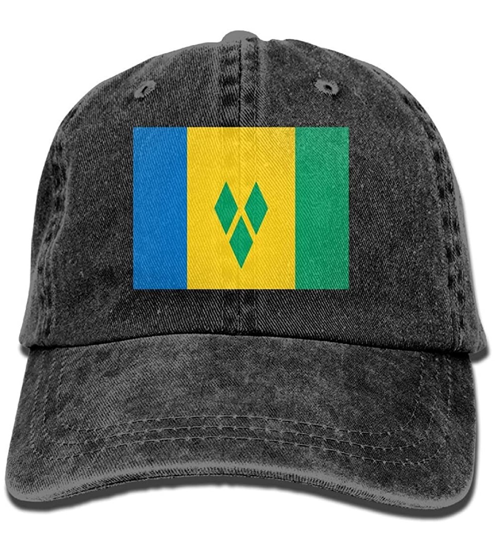 Skullies & Beanies Flag of Saint Vincent and The Grenadines Unisex Adult Baseball Hat Sports Outdoor Cowboy Cap - Black - CI1...