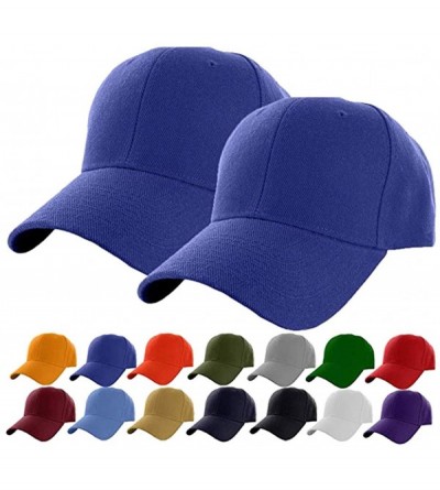 Baseball Caps Plain Adjustable Baseball Cap Classic Adjustable Hat Men Women Unisex Ballcap 6 Panels - Blue/Pack 2 - CX192WRH...
