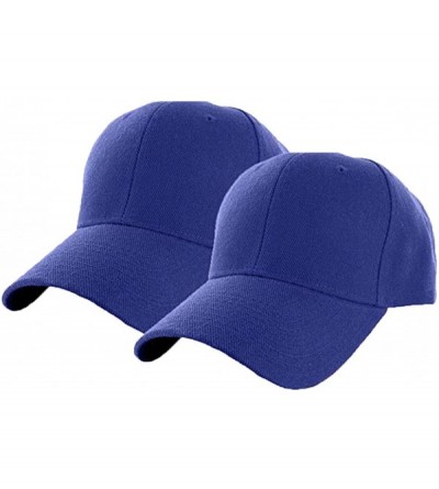 Baseball Caps Plain Adjustable Baseball Cap Classic Adjustable Hat Men Women Unisex Ballcap 6 Panels - Blue/Pack 2 - CX192WRH...