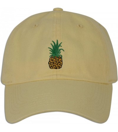 Baseball Caps Pineapple Embroidery Dad Hat Baseball Cap Polo Style Unconstructed - Lt. Yellow - CP182AOX62S $23.20