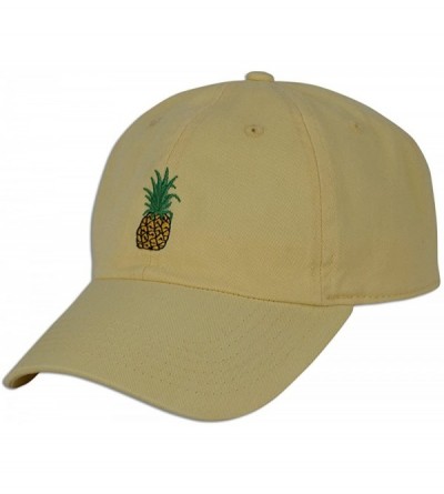 Baseball Caps Pineapple Embroidery Dad Hat Baseball Cap Polo Style Unconstructed - Lt. Yellow - CP182AOX62S $11.75
