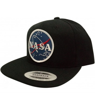 Baseball Caps Flexfit Original Premium Classic Snapback with NASA Meatball Logo Patch - Black - Black - CP122TSM57N $36.32