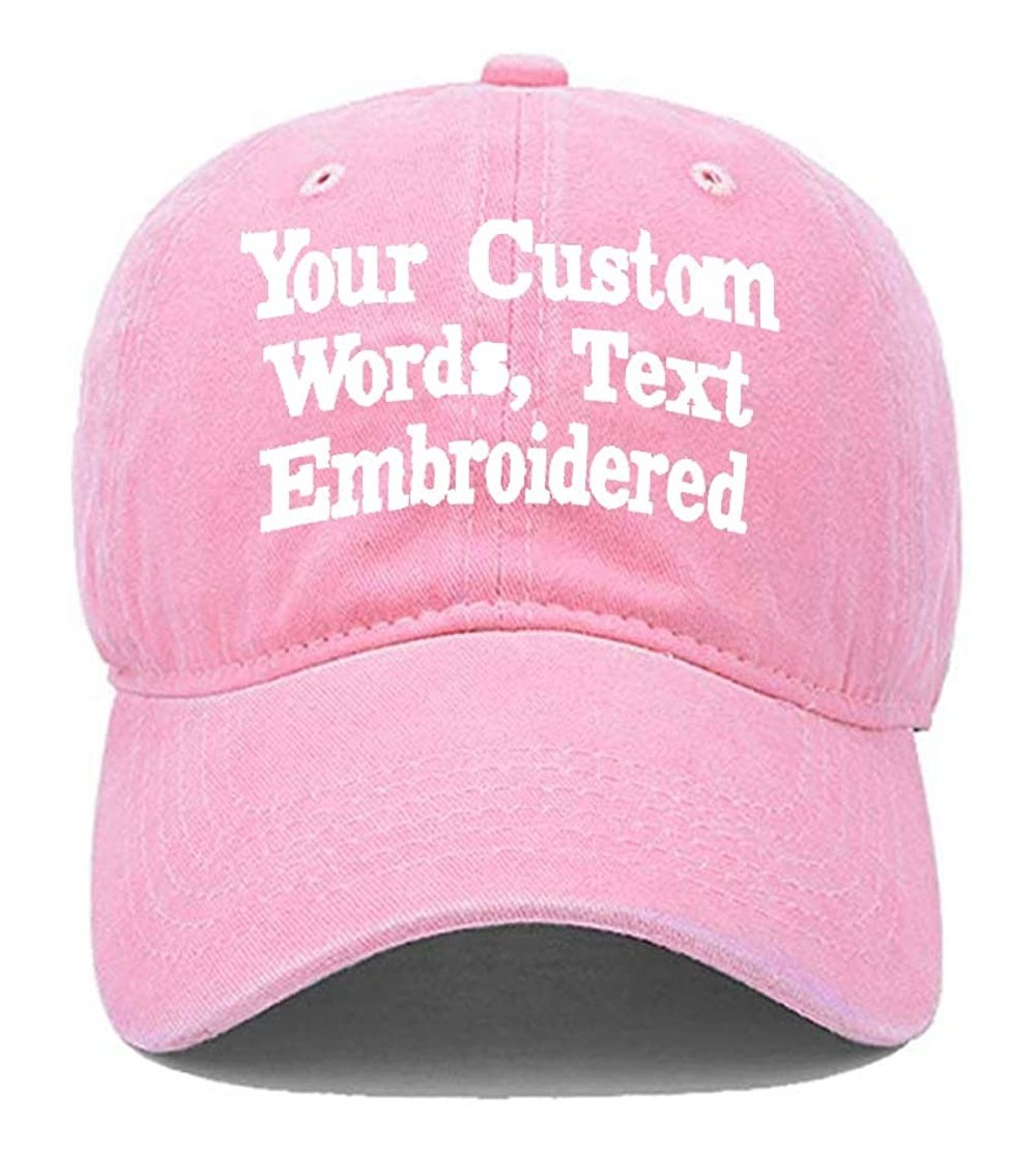 Baseball Caps Custom Embroidered Baseball Hat Personalized Adjustable Cowboy Cap Add Your Text - Pink - CS18HTR8CLA $18.58