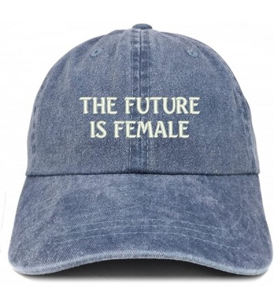 Baseball Caps The Future is Female Embroidered Soft Washed Cotton Adjustable Cap - Navy - C617YSUILIR $31.93