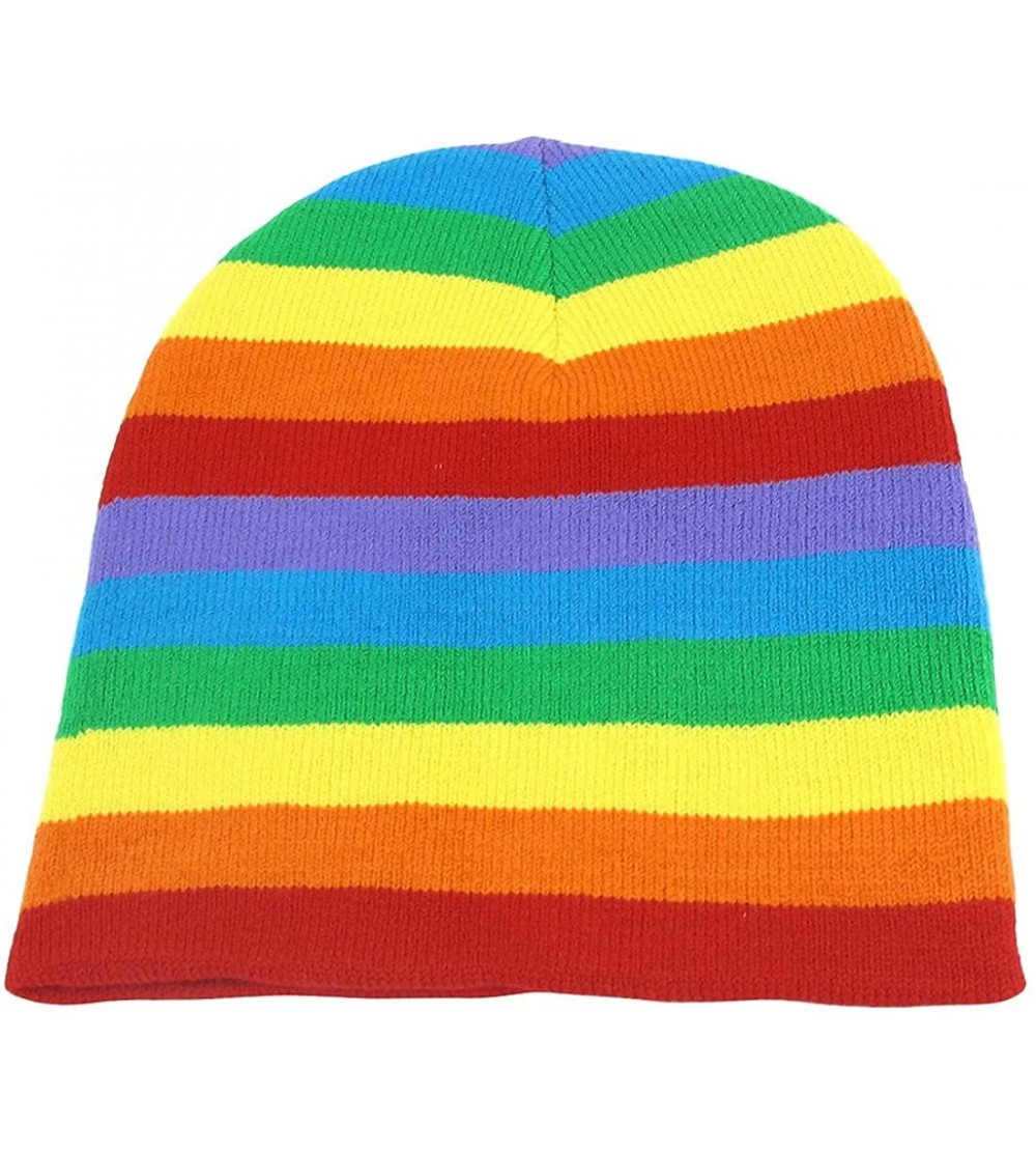 Skullies & Beanies Unisex Rain Color Stretchy Hand Knit Warm Beanie Snowboarding Winter Hat Cap - CM11FABVAPN $8.82