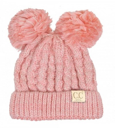 Skullies & Beanies Children Kid Toddler Girl Boy Colorful Knit Beanie with Knit Double Pom Pom - Rose - CU186AAU99R $20.43