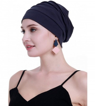 Skullies & Beanies Chemo Headwear for Women Hairs Loss Bamboo Cotton Lightweight Cancer Hats - Cotton Royal Blue - CF18X9WWEA...