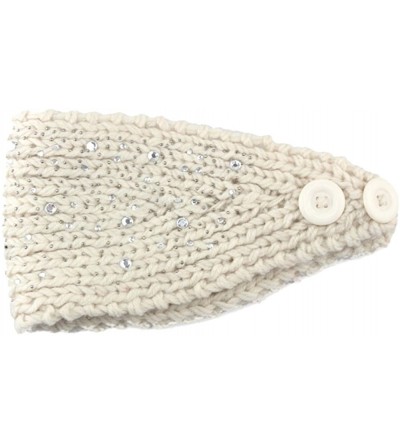Skullies & Beanies Women Fashion Crochet Rhinestone Headband Knitted Hat Cap Headwrap Band - Off White - C1187IN02HS $18.81