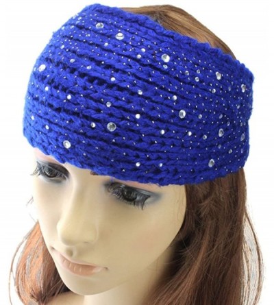Skullies & Beanies Women Fashion Crochet Rhinestone Headband Knitted Hat Cap Headwrap Band - Off White - C1187IN02HS $9.28