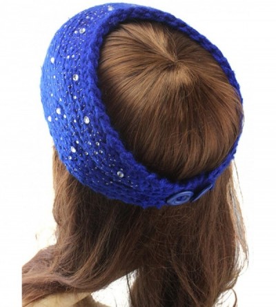 Skullies & Beanies Women Fashion Crochet Rhinestone Headband Knitted Hat Cap Headwrap Band - Off White - C1187IN02HS $9.28